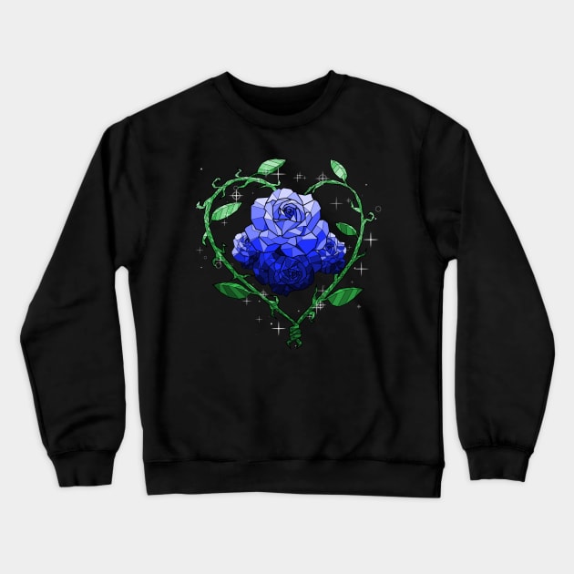 Blue Crystal Flower Crewneck Sweatshirt by Saira Crystaline